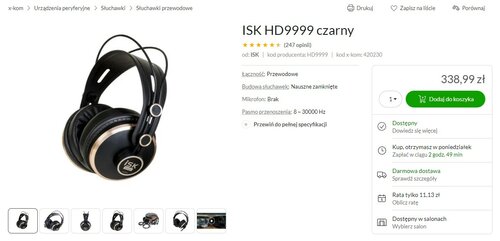 Słuchawki ISK HD9999