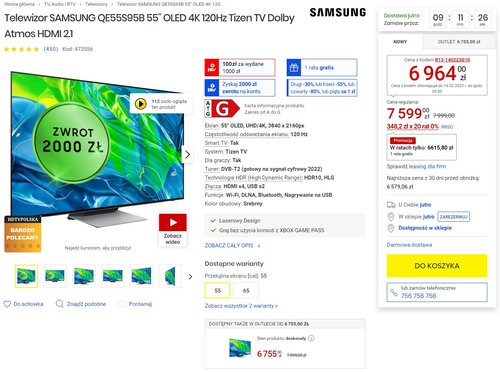 SAMSUNG QE55S95B 55"