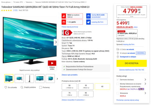 Telewizor Samsung QE65Q80A