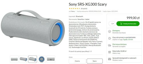 Sony SRS-XG300 szary promocja