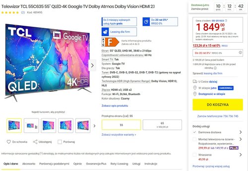 TCL 55C635 promocja