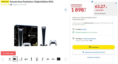 PlayStation 5 Digital Edition promocja RTV Euro AGD
