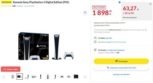PlayStation 5 Digital Edition promocja RTV EURO AGD