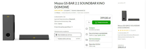 Mozos GS-BAR 2.1 promocja
