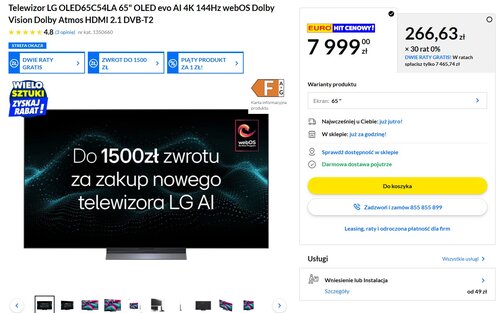 lg oled c5 65 cali promocja rtv euro agd