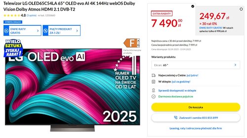 telewizor lg oled65c5 promocja rtv euro agd