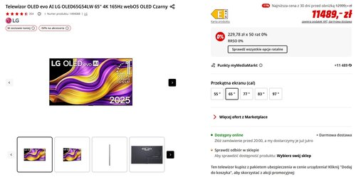 telewizor lg oled g5 65 cali promocja w media markt