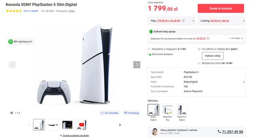 konsola sony ps5 slim digital promocja neonet