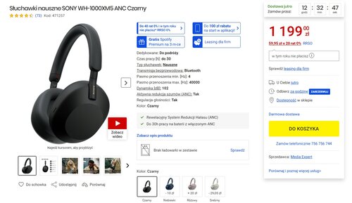 sony wh-1000xm5 promocja media expert sklep