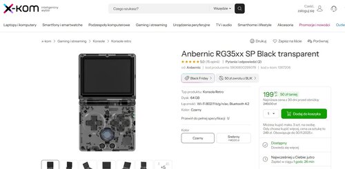 Anbernic RG35xx SP Black w promocji sklepu x-kom