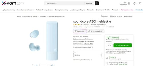 słuchawki soundcore a30i w promocji sklepu x-kom