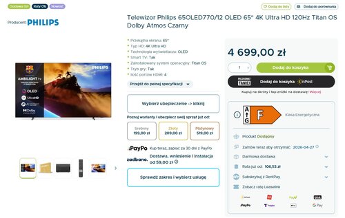 Telewizor Philips 65OLED770 w promocji / fot. Sferis