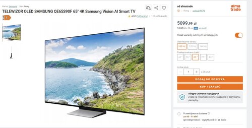 Telewizor Samsung 65S90F w promocyjnej cenie / fot. Allegro