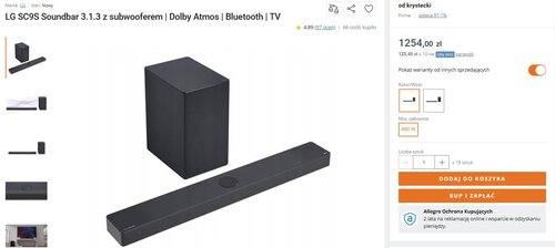 Soundbar LG SC9S w promocyjnej cenie / fot. Allegro