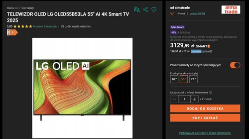 lg oled b5 55 cali promocja allegro
